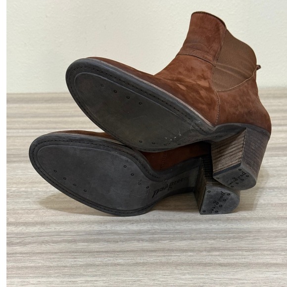 Paul Green Women Boots Brown 6.5 US 9 Suede Chelsea Ankle Block Heel Austria - Picture 9 of 13